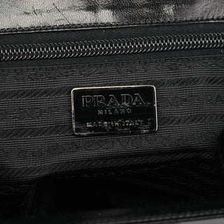 Prada B7417 Black Leather Flap Shoulder Bag