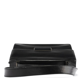 Prada B7417 Black Leather Flap Shoulder Bag