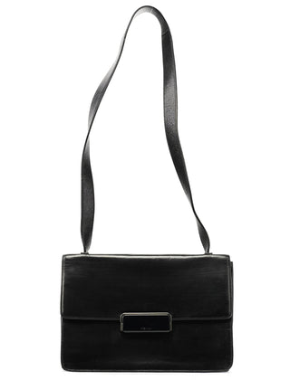 Prada B7417 Black Leather Flap Shoulder Bag