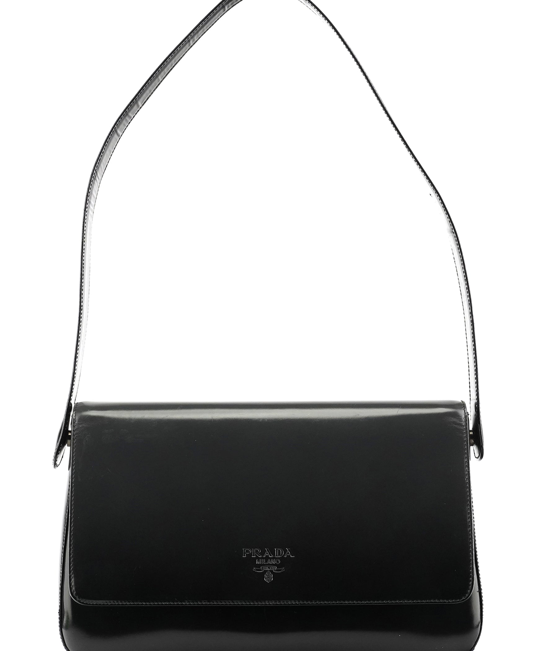 Prada B7443 Black Spazzolato Swivel Shoulder Bag