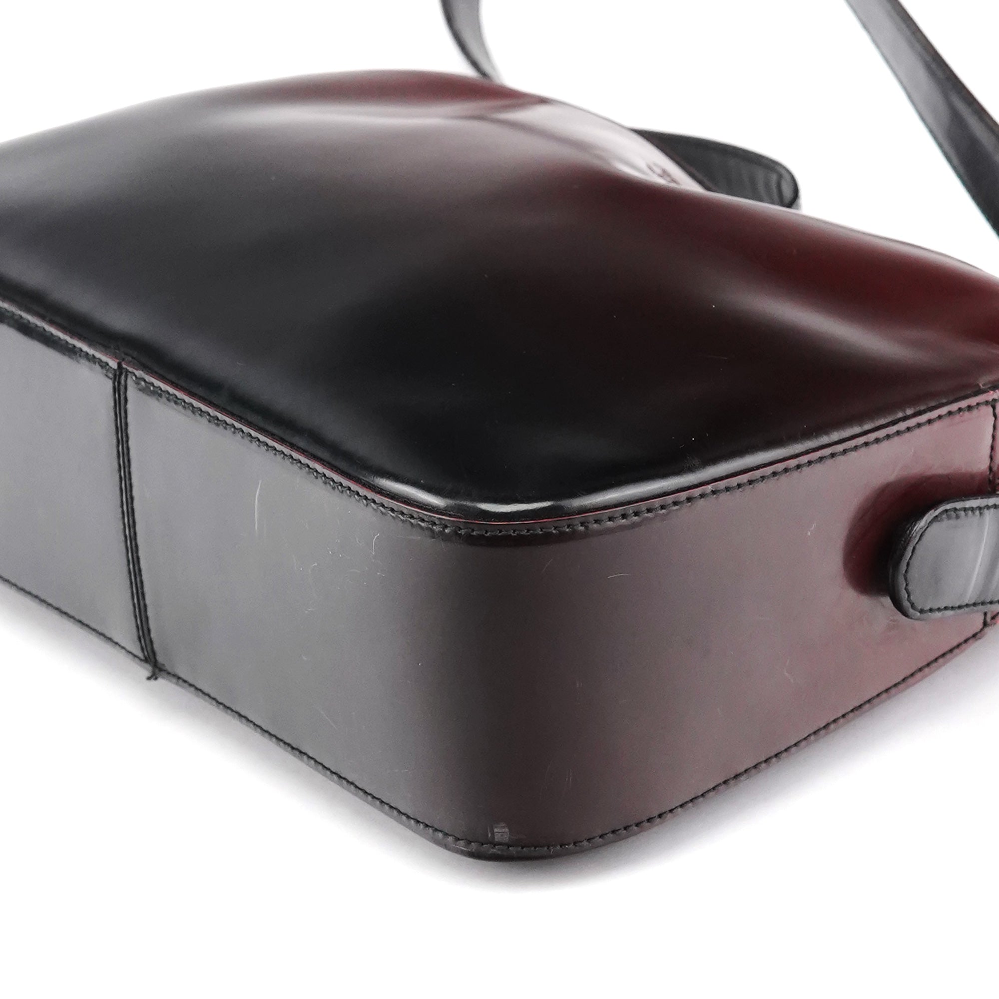 Prada B7447 Burgundy Spazzolato Leather Shoulder Bag