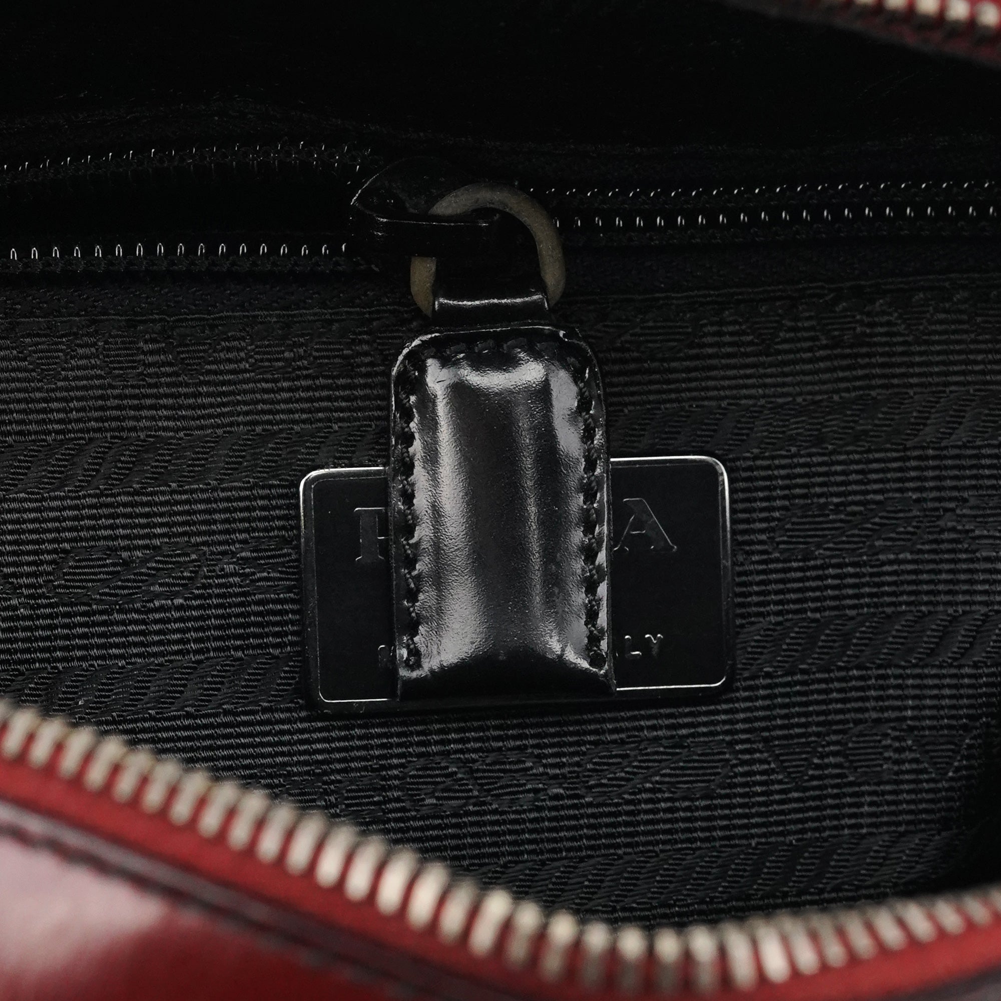 Prada B7447 Burgundy Spazzolato Leather Shoulder Bag