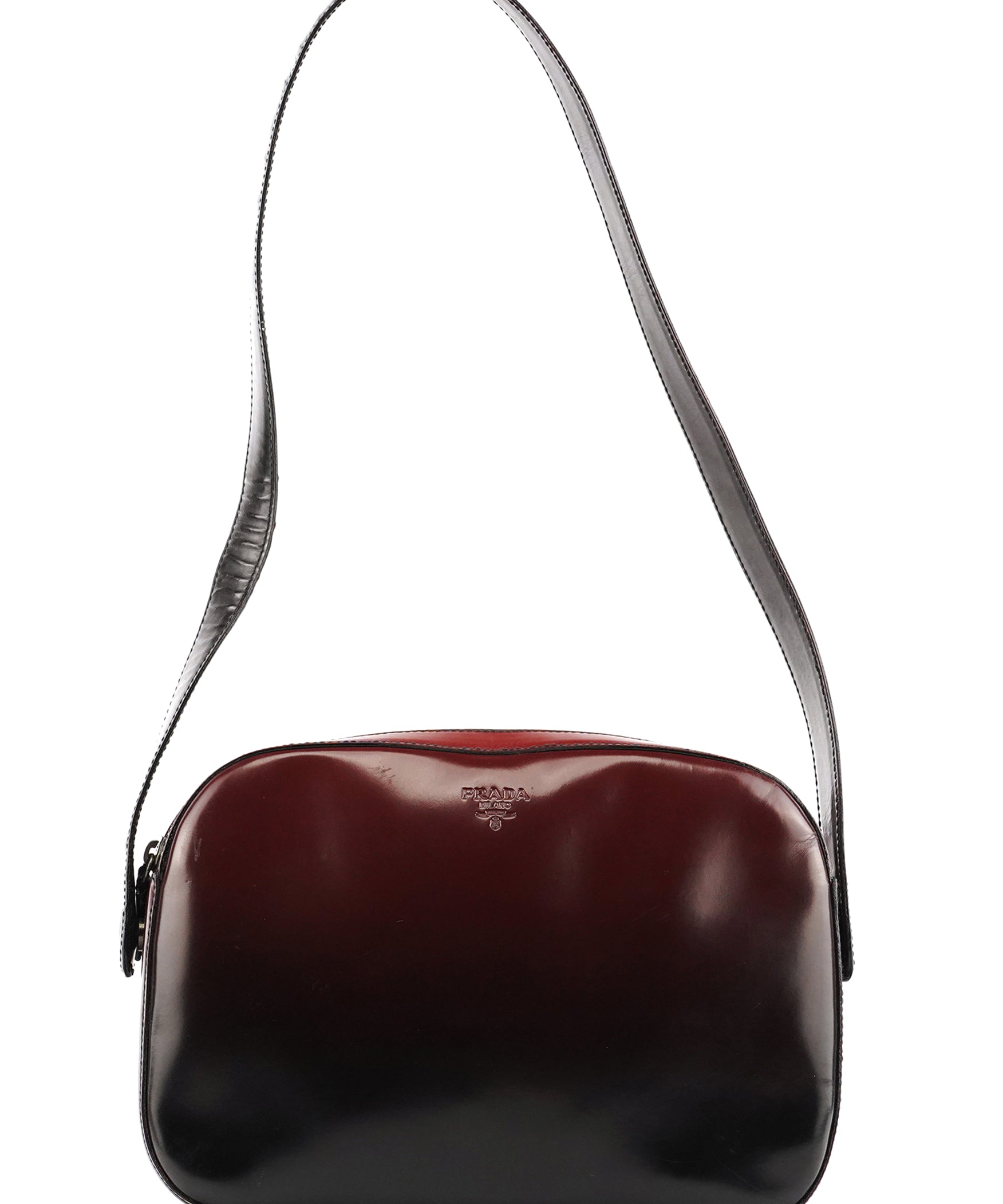 Prada B7447 Burgundy Spazzolato Leather Shoulder Bag