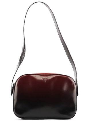 Prada B7447 Burgundy Spazzolato Leather Shoulder Bag