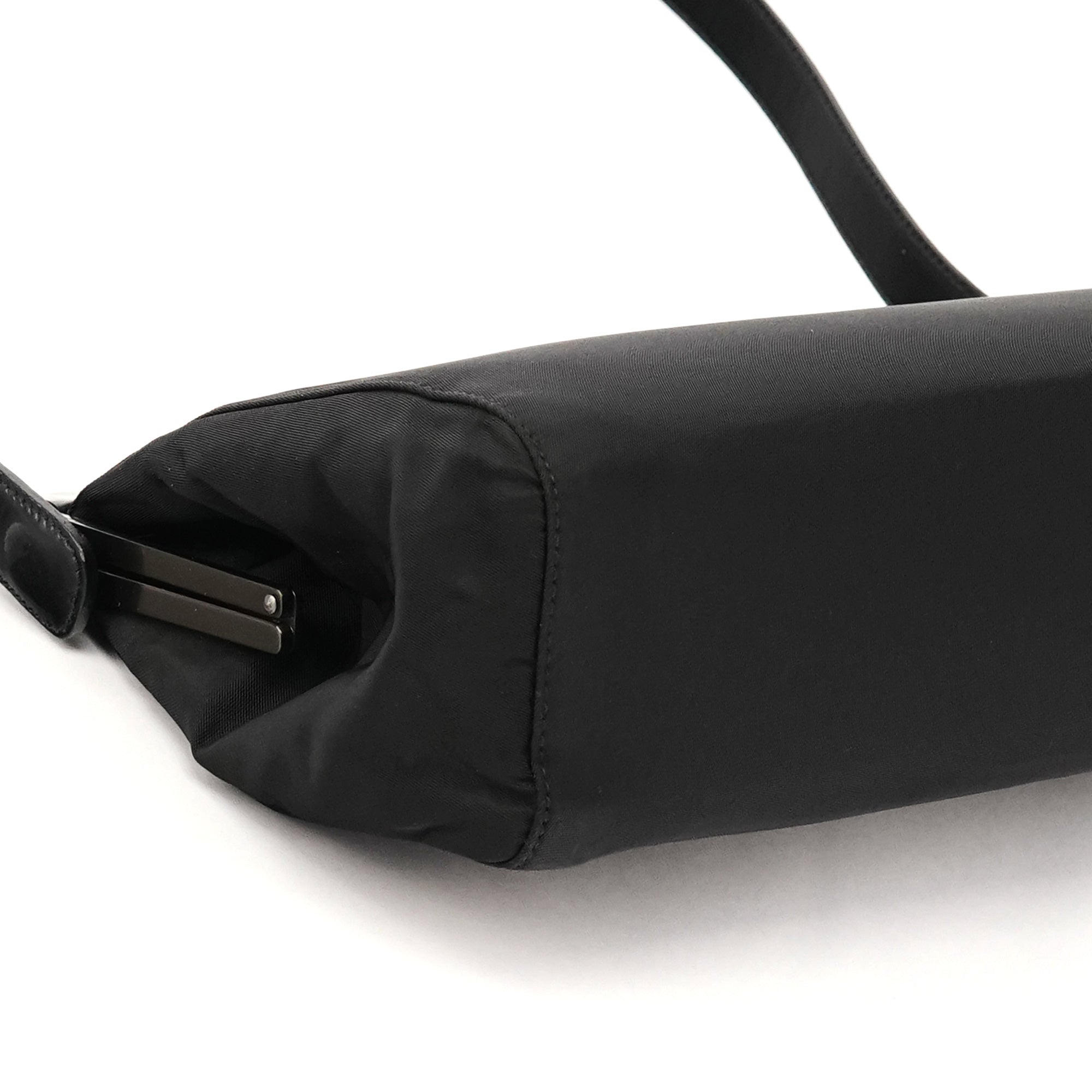 Prada B7451 Black Tessuto Spazzolato Nylon Shoulder Bag