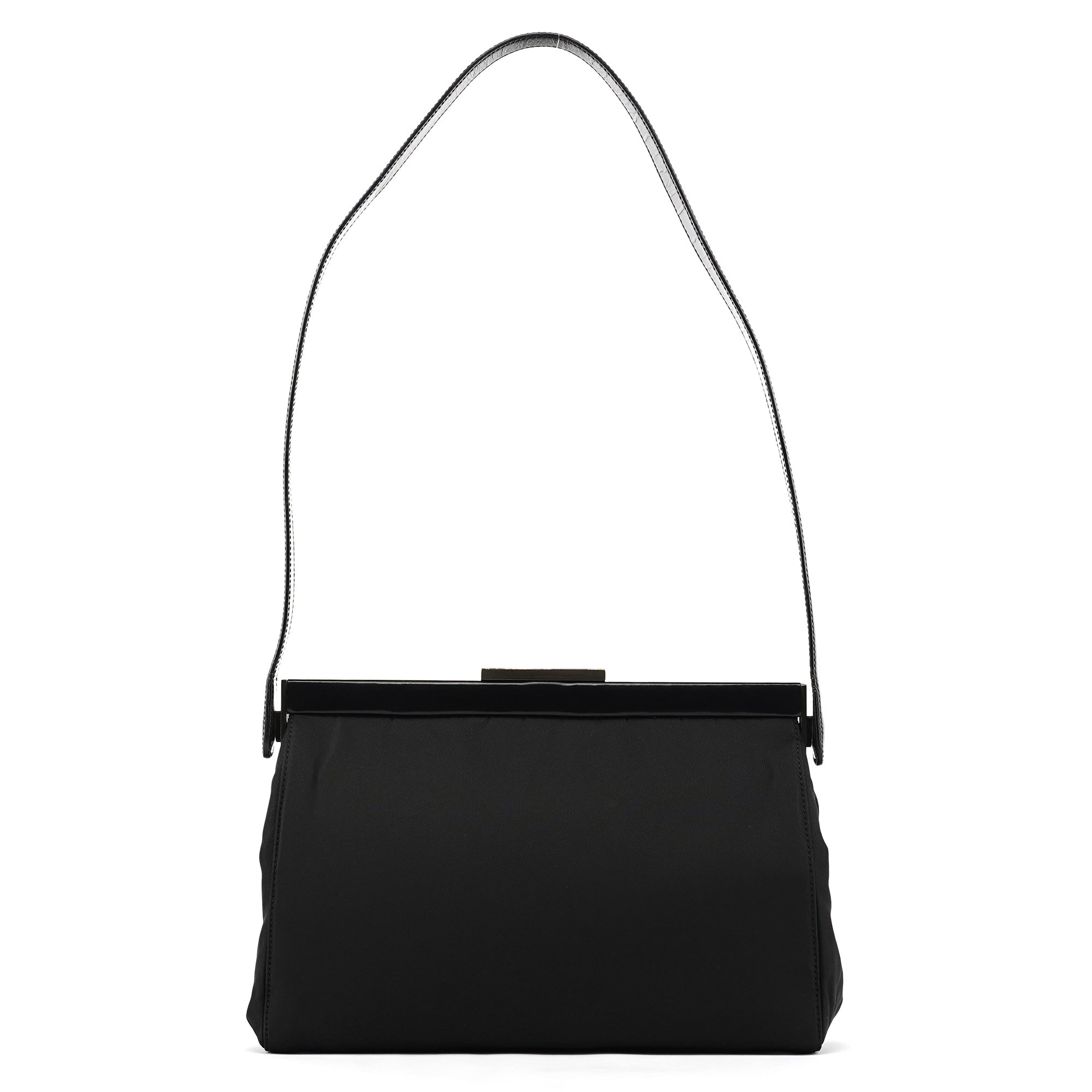 Prada B7451 Black Tessuto Spazzolato Nylon Shoulder Bag