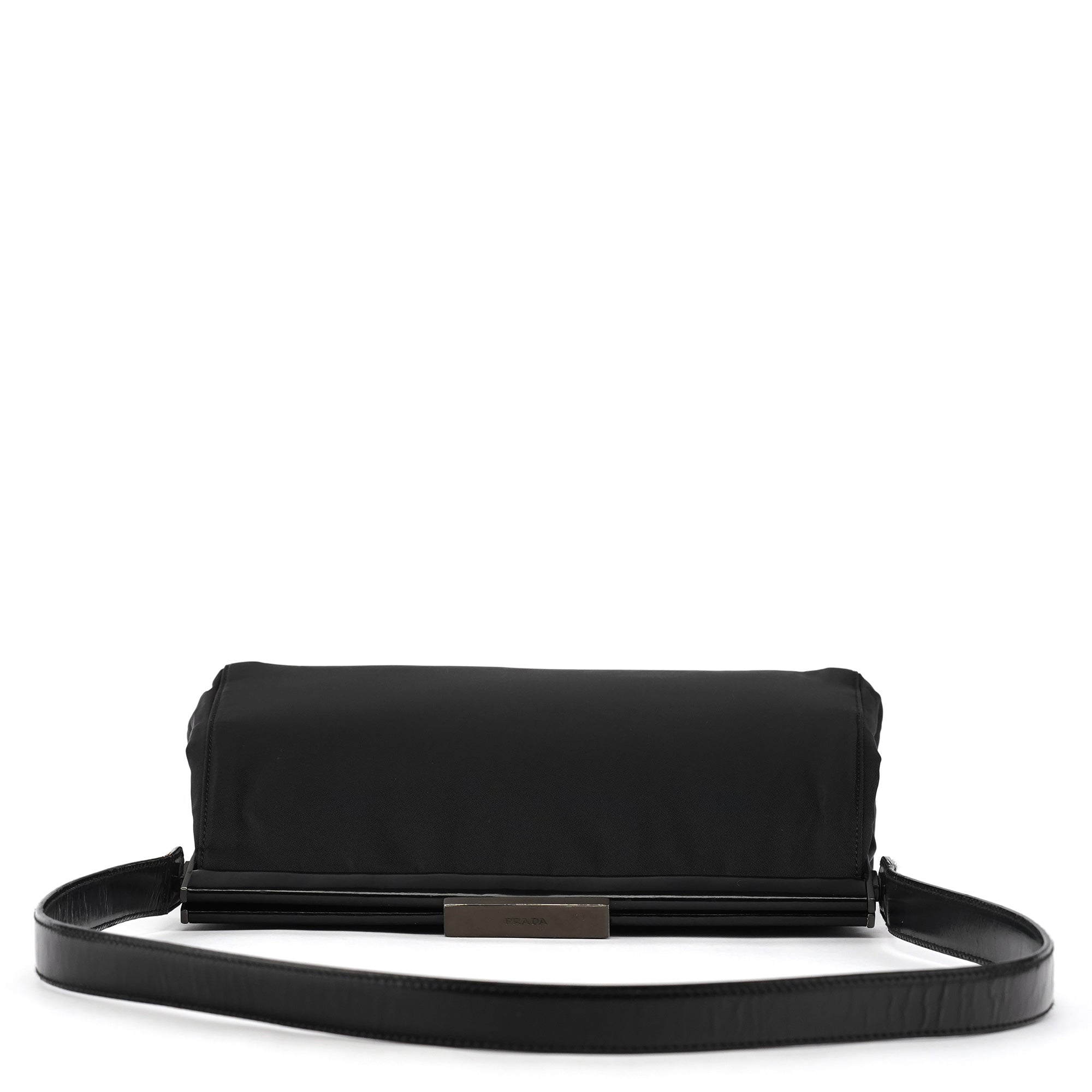 Prada B7451 Black Tessuto Spazzolato Nylon Shoulder Bag