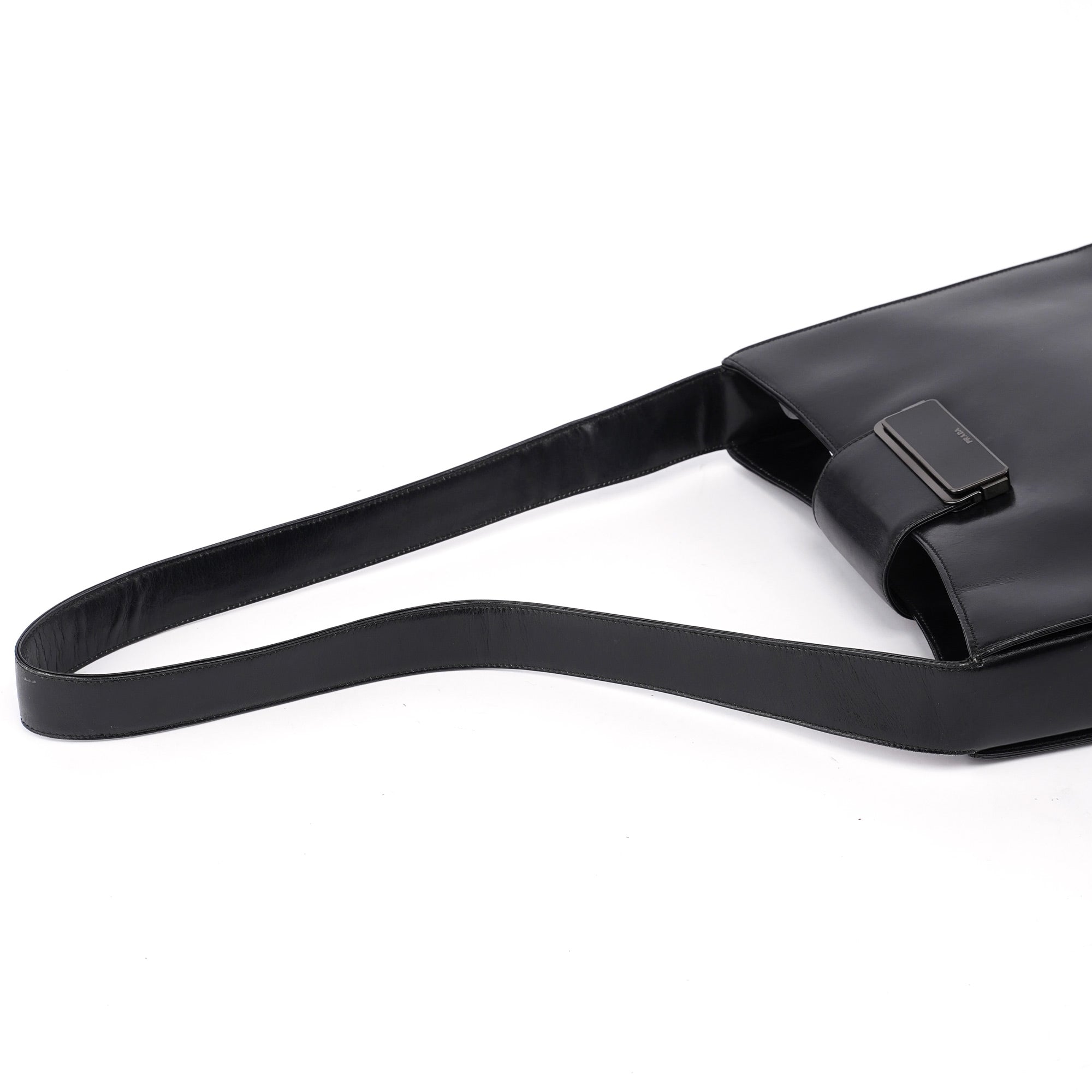 Prada B7492 Black Calfskin Vitello Smalt Shoulder Bag