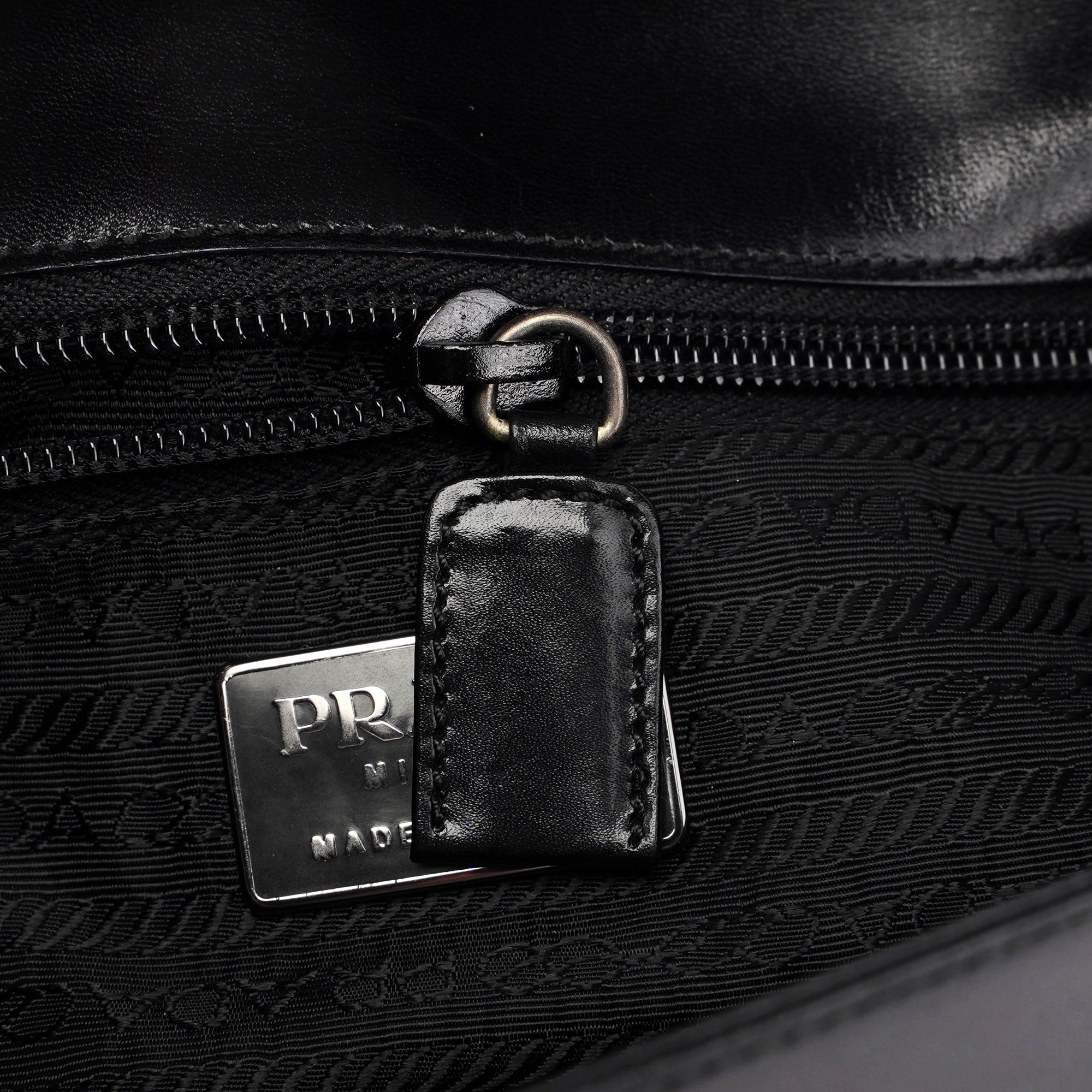 Prada B7495 Black Calfskin Buckle Shoulder Bag