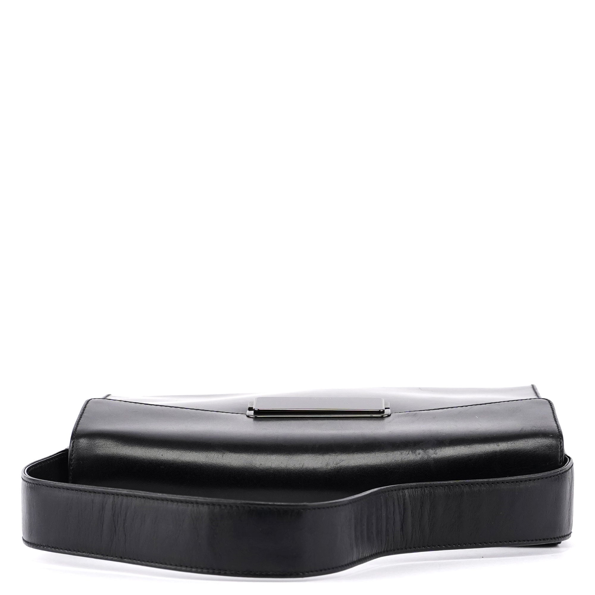 Prada B7495 Black Calfskin Buckle Shoulder Bag