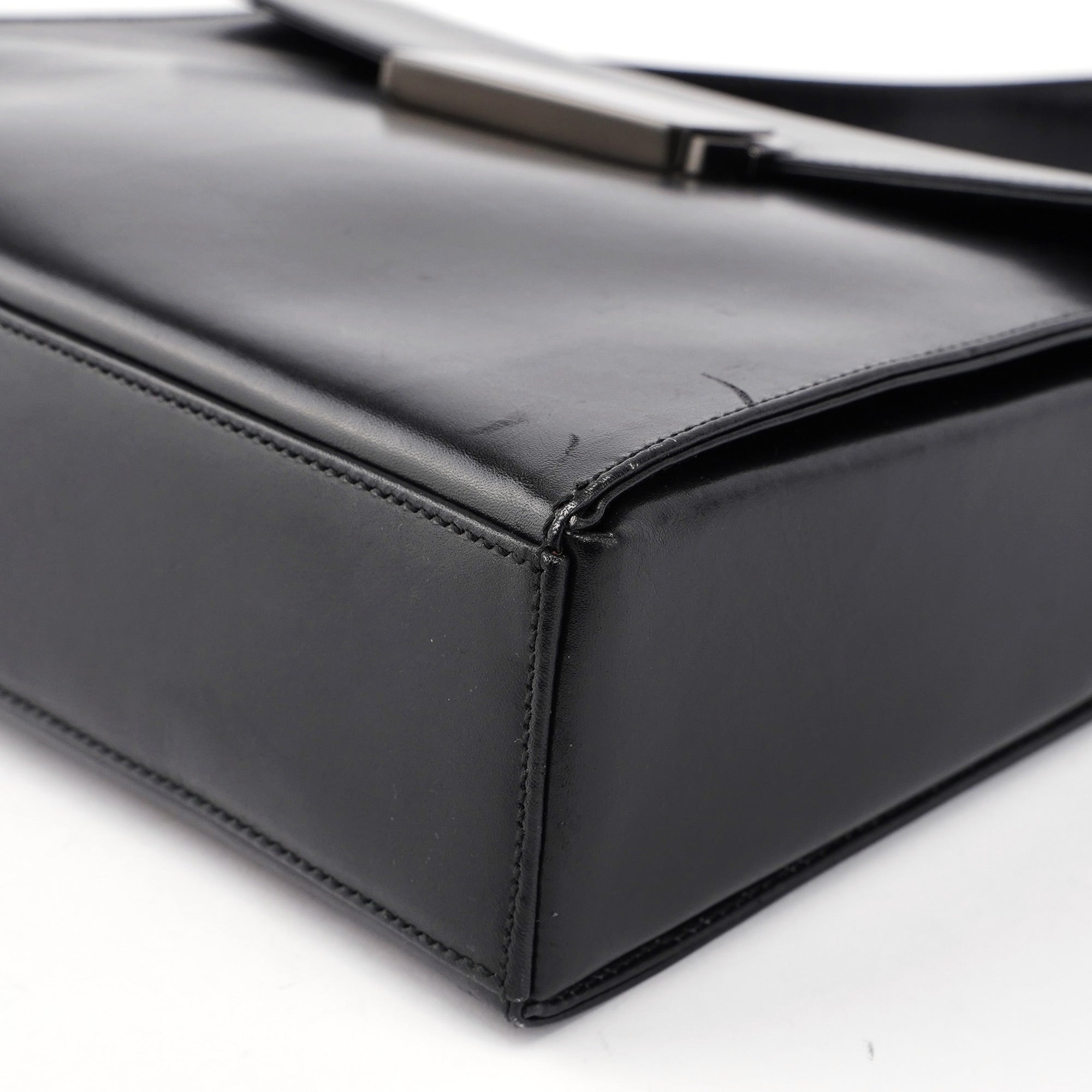 Prada B7495 Black Calfskin Buckle Shoulder Bag
