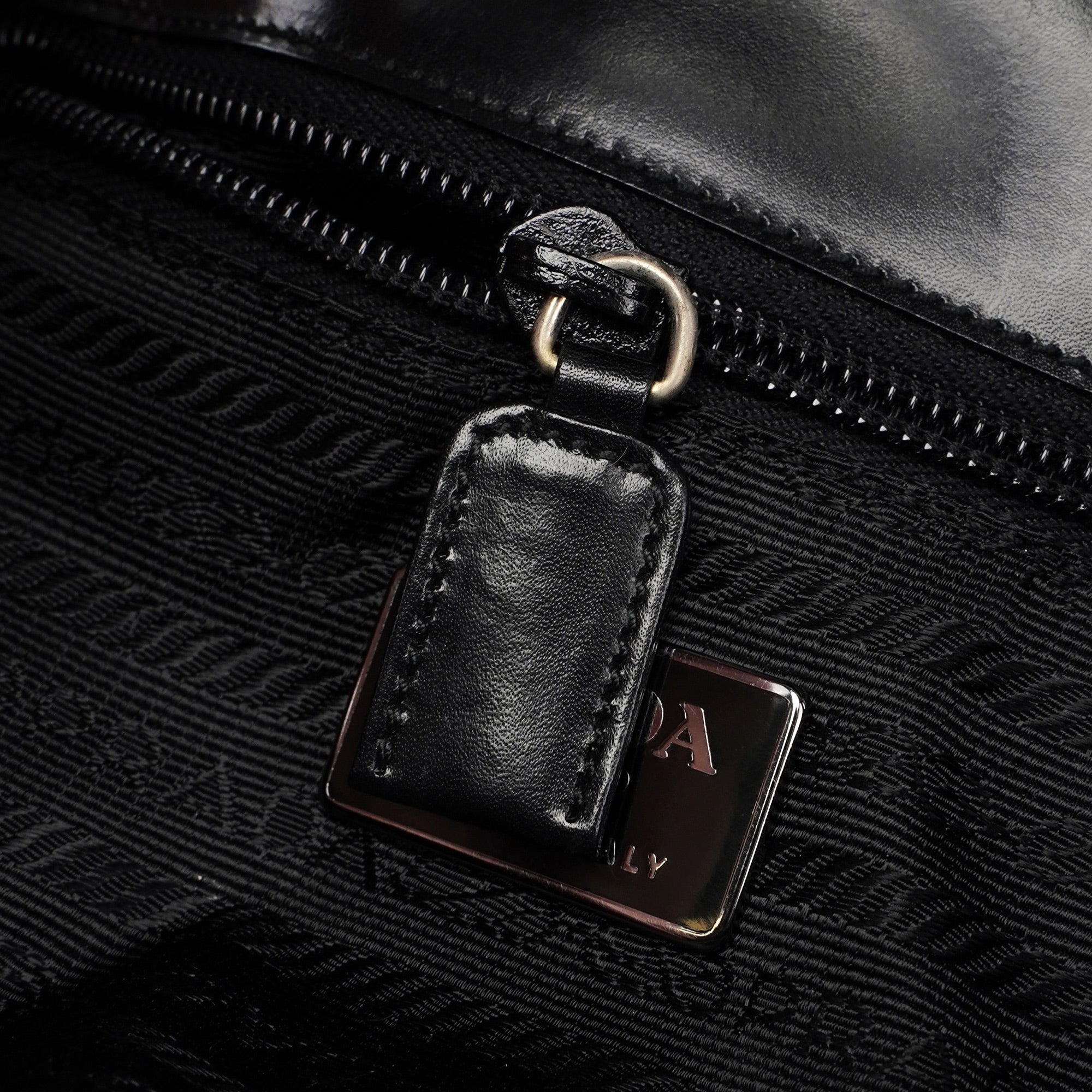 Prada B7495 Black Calfskin Buckle Shoulder Bag