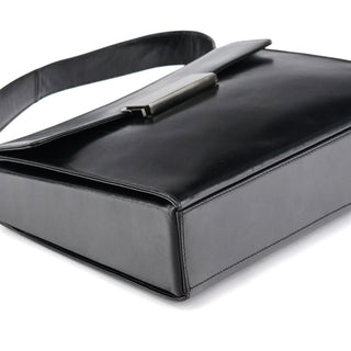 Prada B7495 Black Leather Flap Shoulder Bag