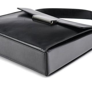 Prada B7495 Black Leather Flap Shoulder Bag
