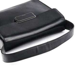 Prada B7495 Black Leather Flap Shoulder Bag