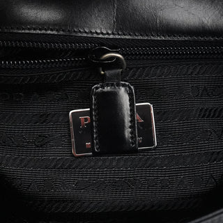 Prada B7495 Black Leather Flap Shoulder Bag