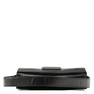 Prada B7495 Black Leather Flap Shoulder Bag