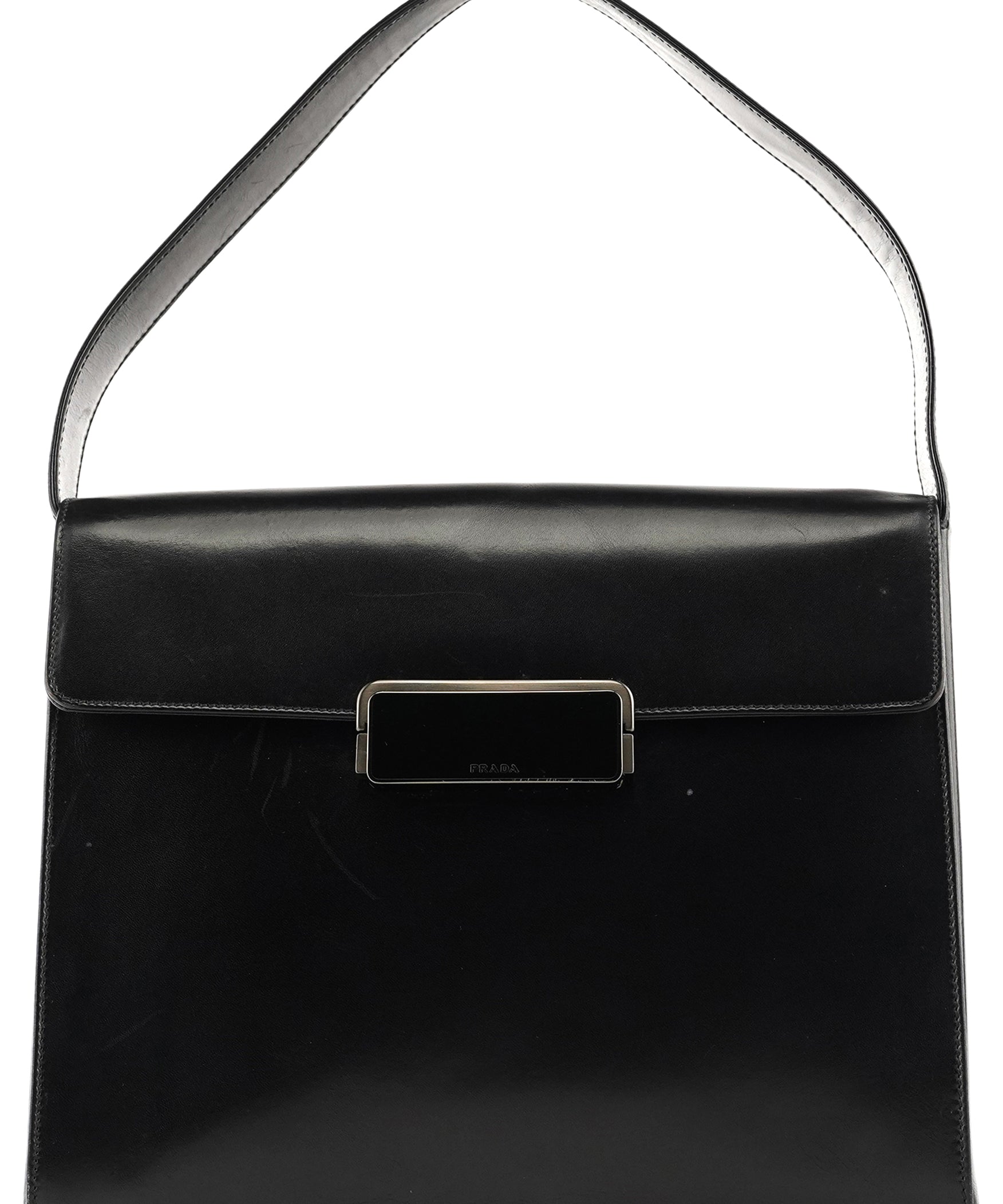 Prada B7495 Black Leather Flap Shoulder Bag