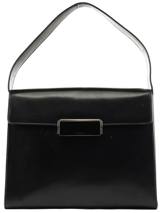 Prada B7495 Black Leather Flap Shoulder Bag