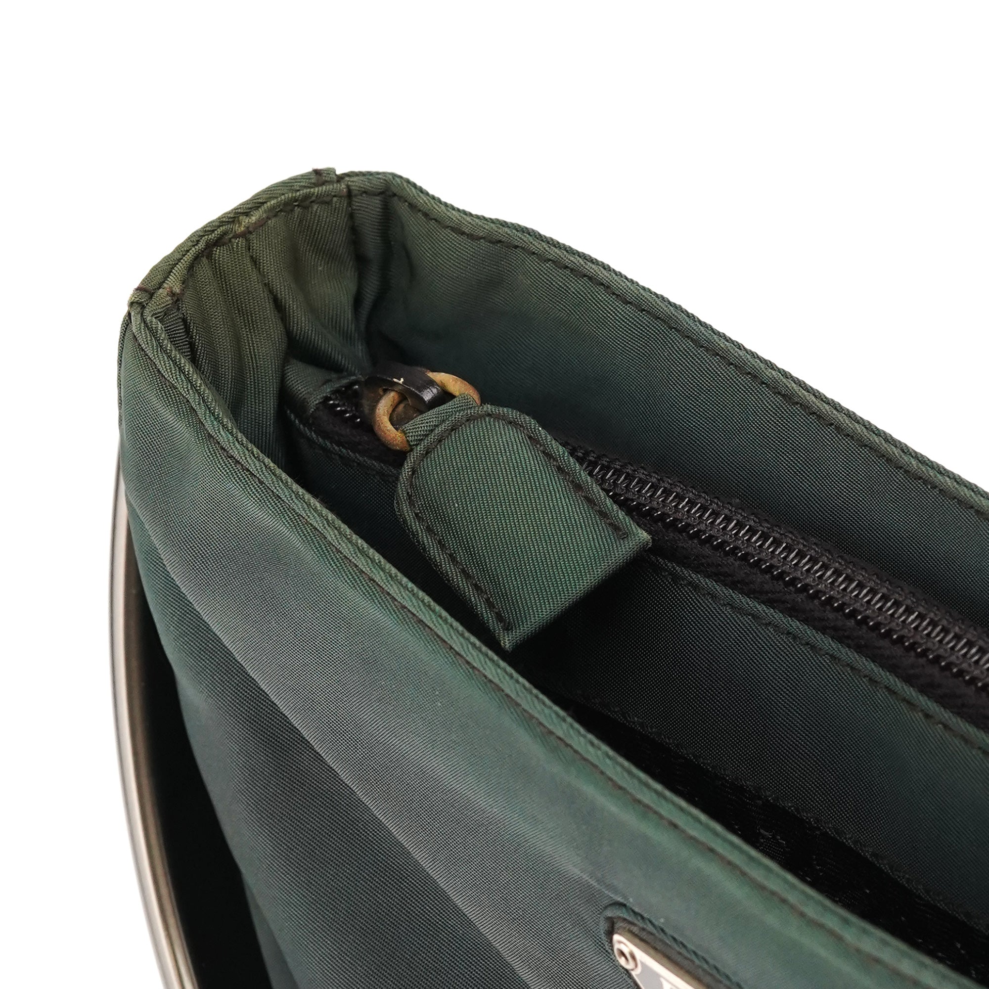 Prada B7514 Green Tessuto Grafite Metal Handle Mini Bag