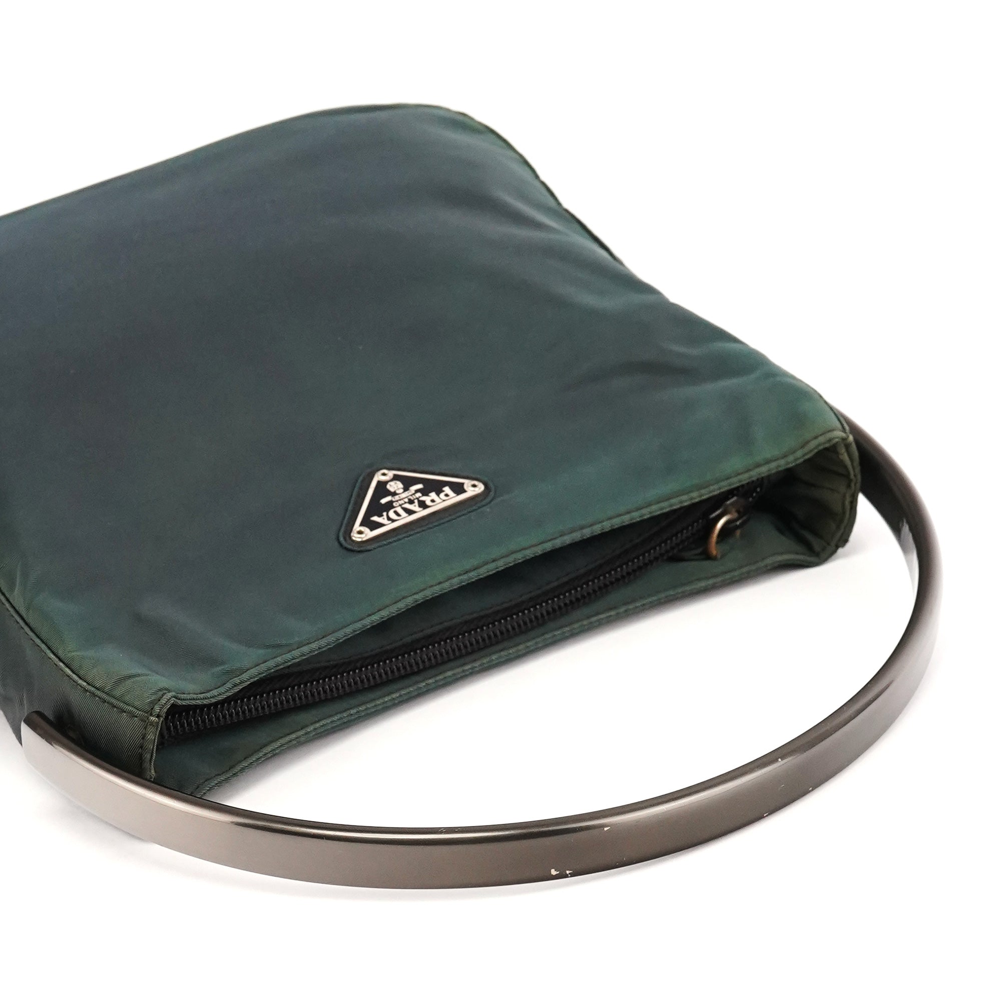 Prada B7514 Green Tessuto Grafite Metal Handle Mini Bag