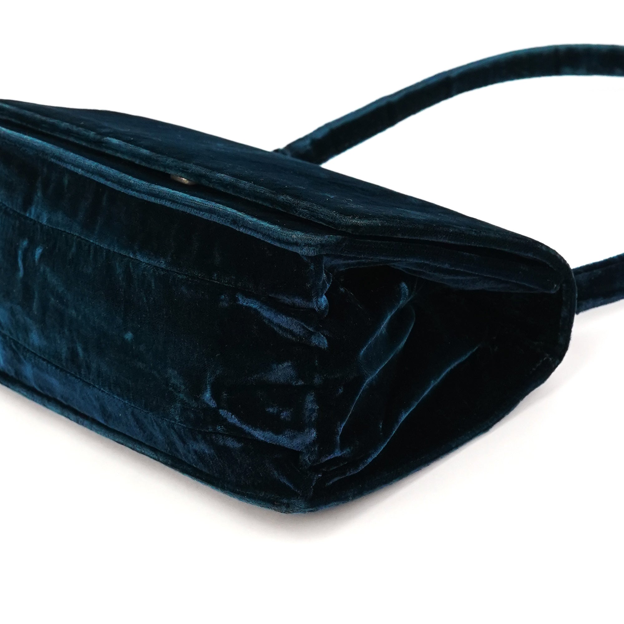 Prada B7595 Deep Blue Velluto Righe Shoulder Bag