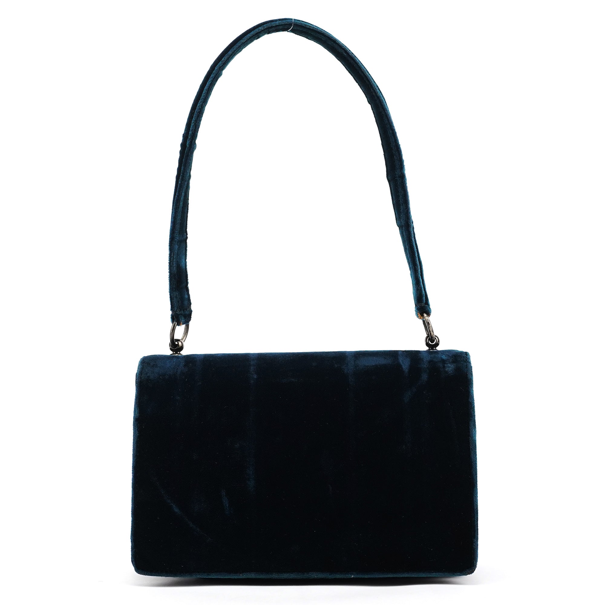 Prada B7595 Deep Blue Velluto Righe Shoulder Bag