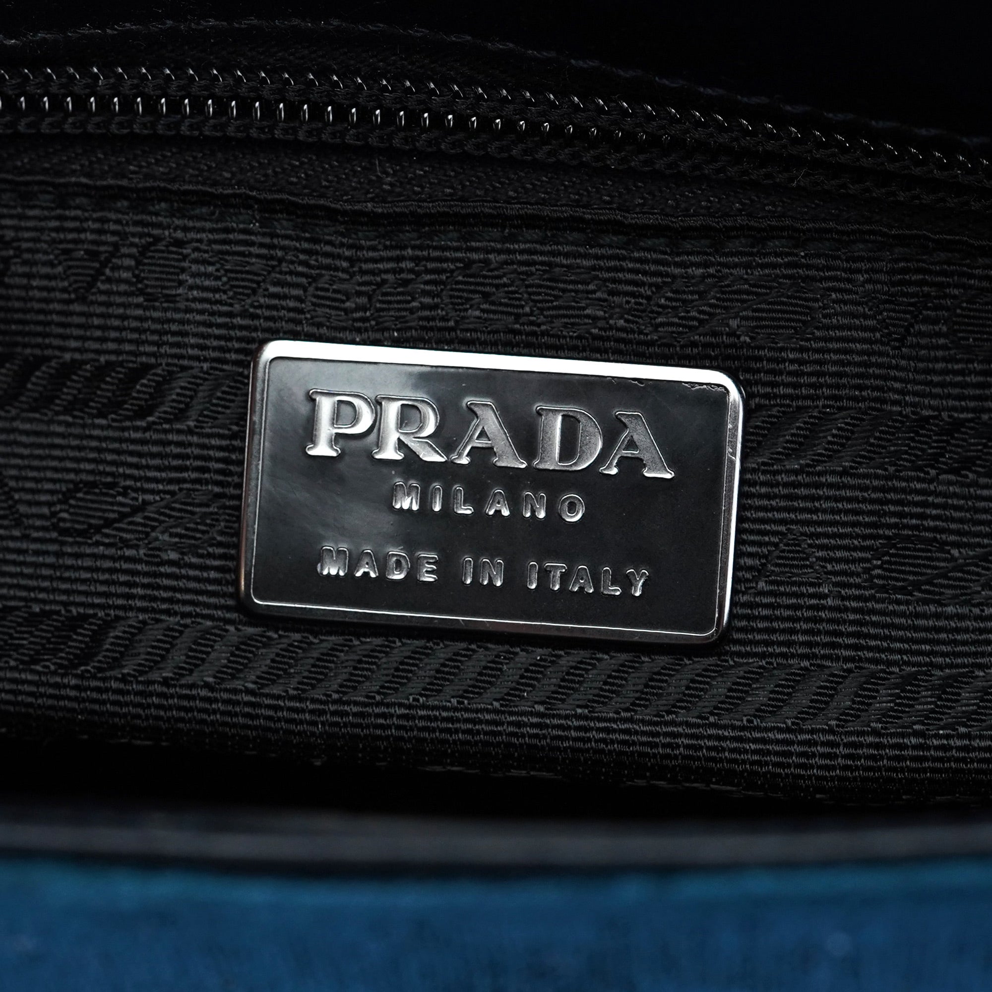 Prada B7618 Dark Blue Velluto Lux Shoulder Bag