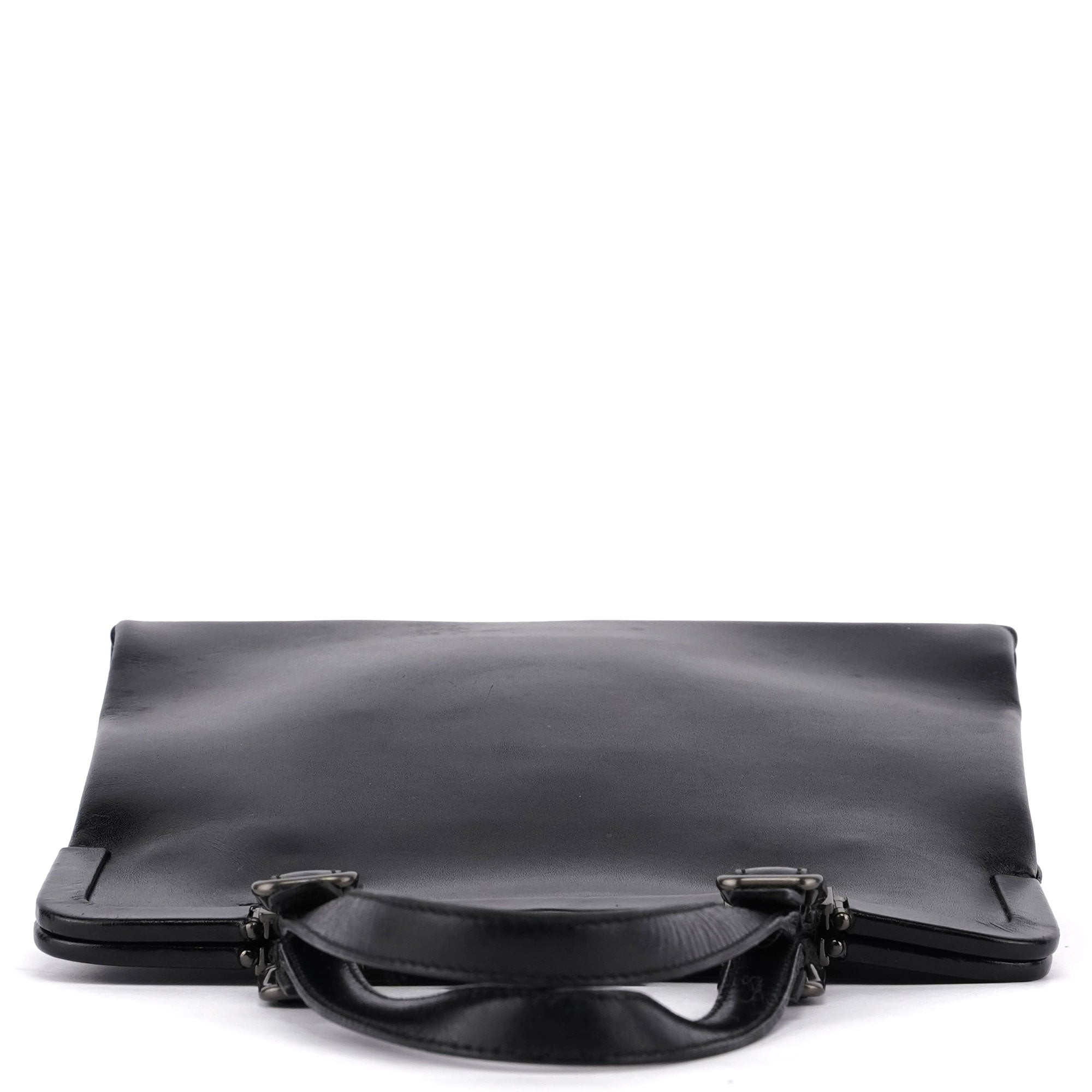 Prada B7710 Black Calfskin Clutch Tote Bag