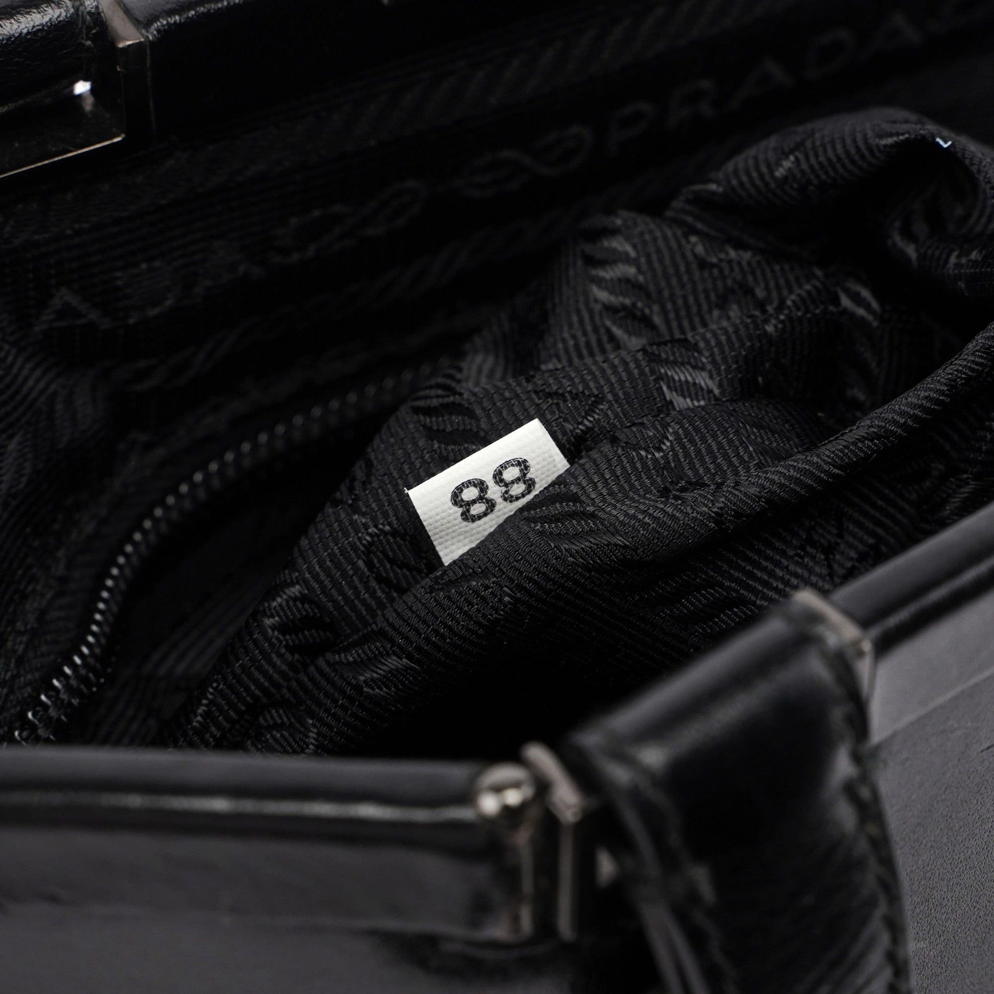 Prada B7710 Black Calfskin Clutch Tote Bag