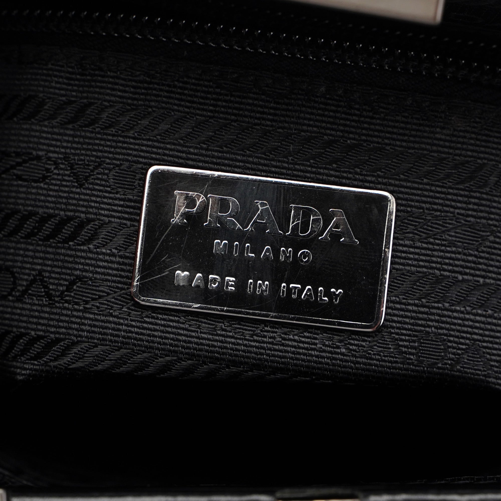 Prada B7710 Black Calfskin Clutch Tote Bag