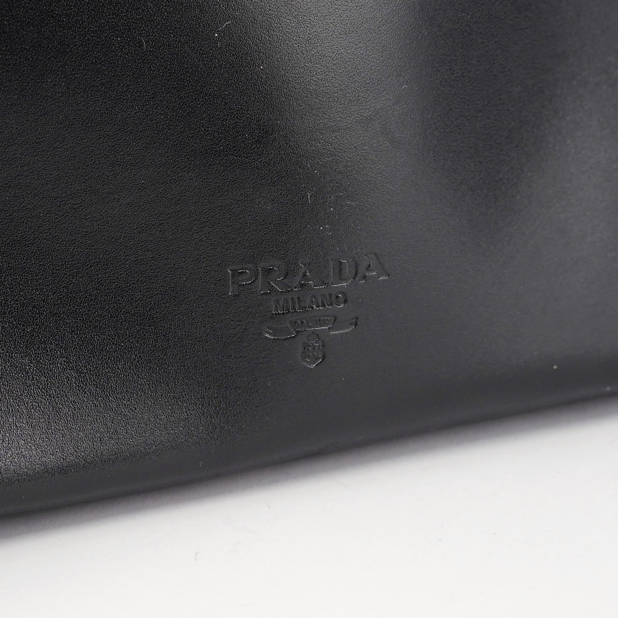 Prada B7710 Black Calfskin Clutch Tote Bag