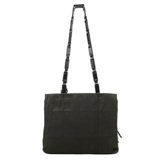 Prada B8353 Dark Green Tessuto Impuntu Chain Strap Tote Bag