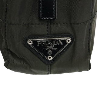 Prada B8353 Dark Green Tessuto Impuntu Chain Strap Tote Bag
