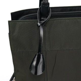 Prada B8353 Dark Green Tessuto Impuntu Chain Strap Tote Bag