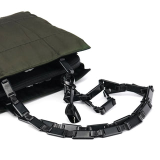 Prada B8353 Dark Green Tessuto Impuntu Chain Strap Tote Bag
