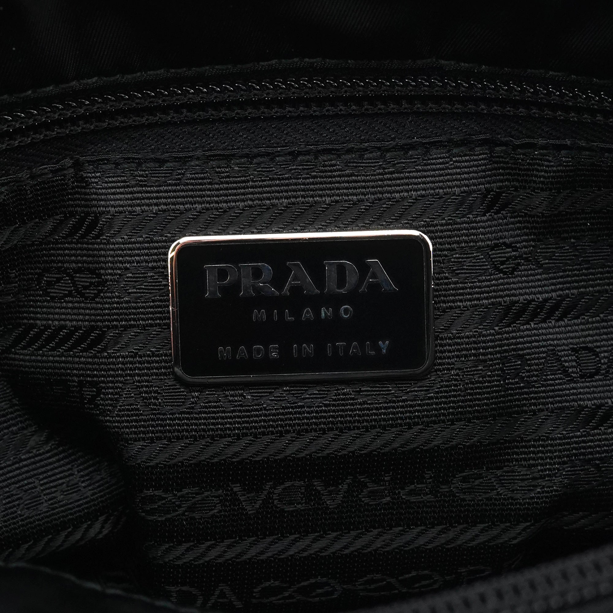 Prada B8353 Dark Green Tessuto Impuntu Chain Strap Tote Bag