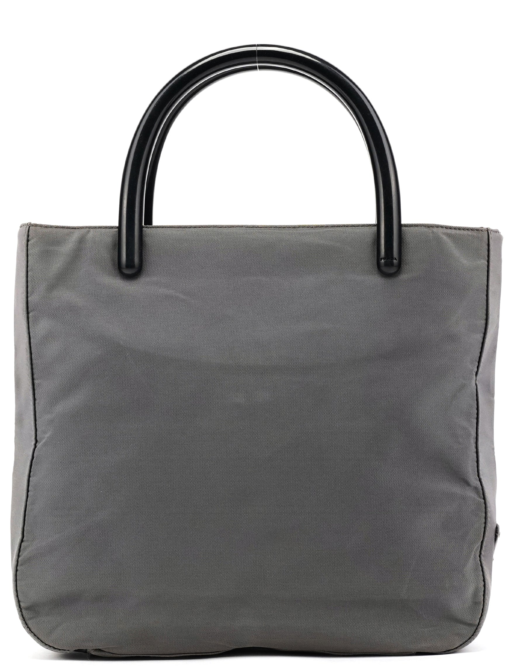 Prada B8368 Grey Nylon Plastic Handle Tote Bag