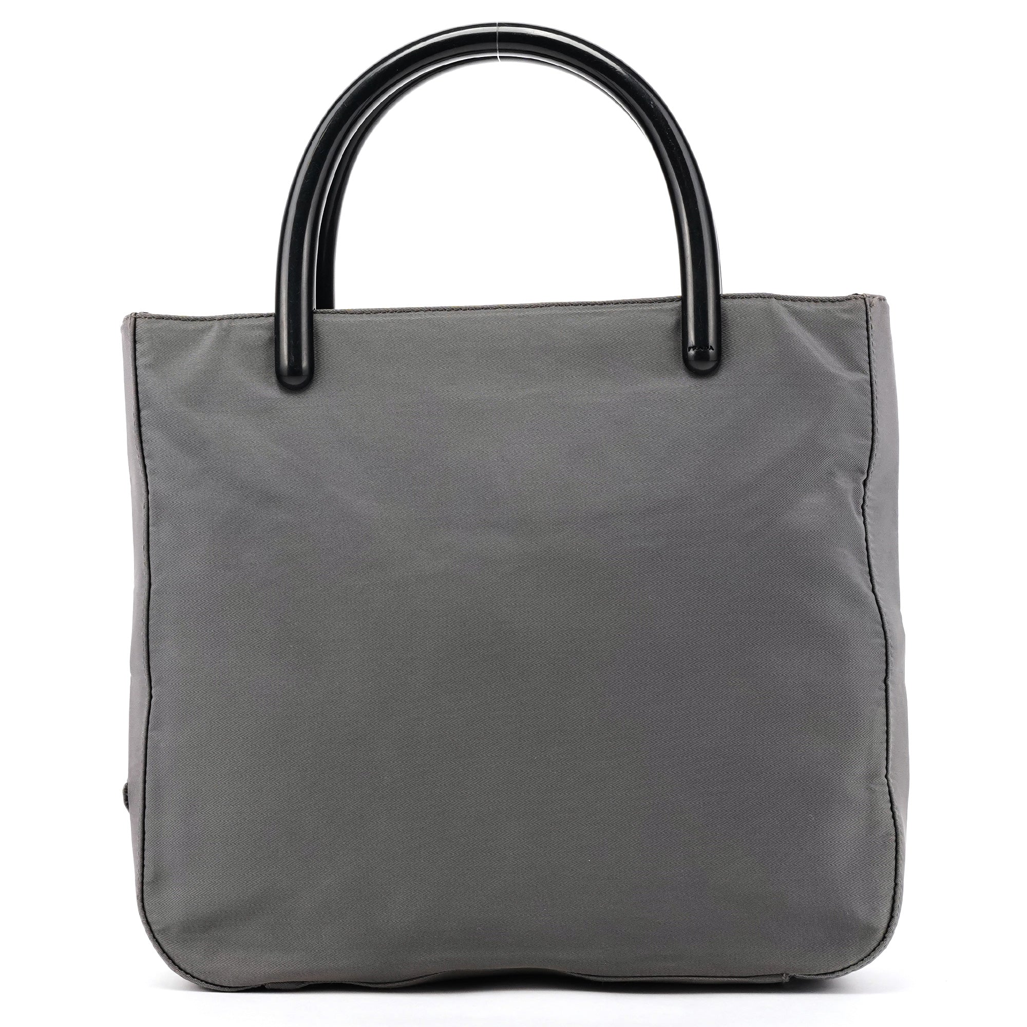 Prada B8368 Grey Nylon Plastic Handle Tote Bag