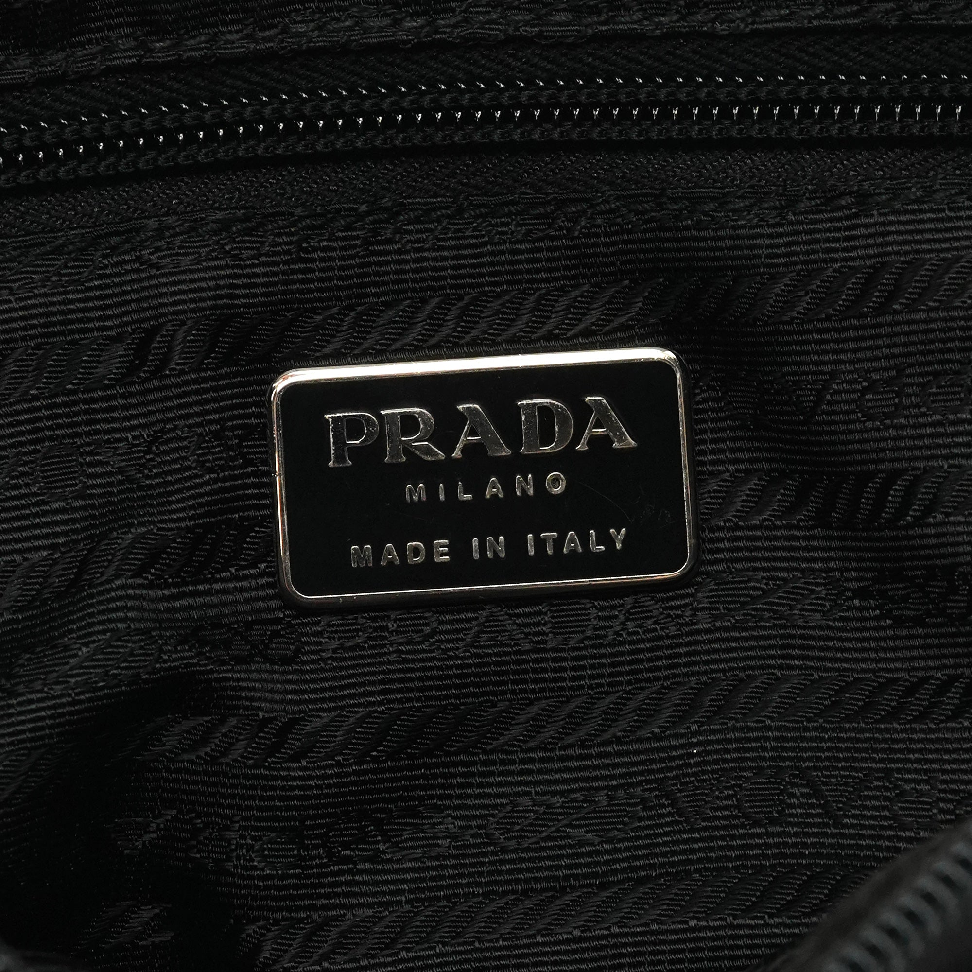 Prada B8448 Black Tessuto Metallo Hobo Shoulder Bag