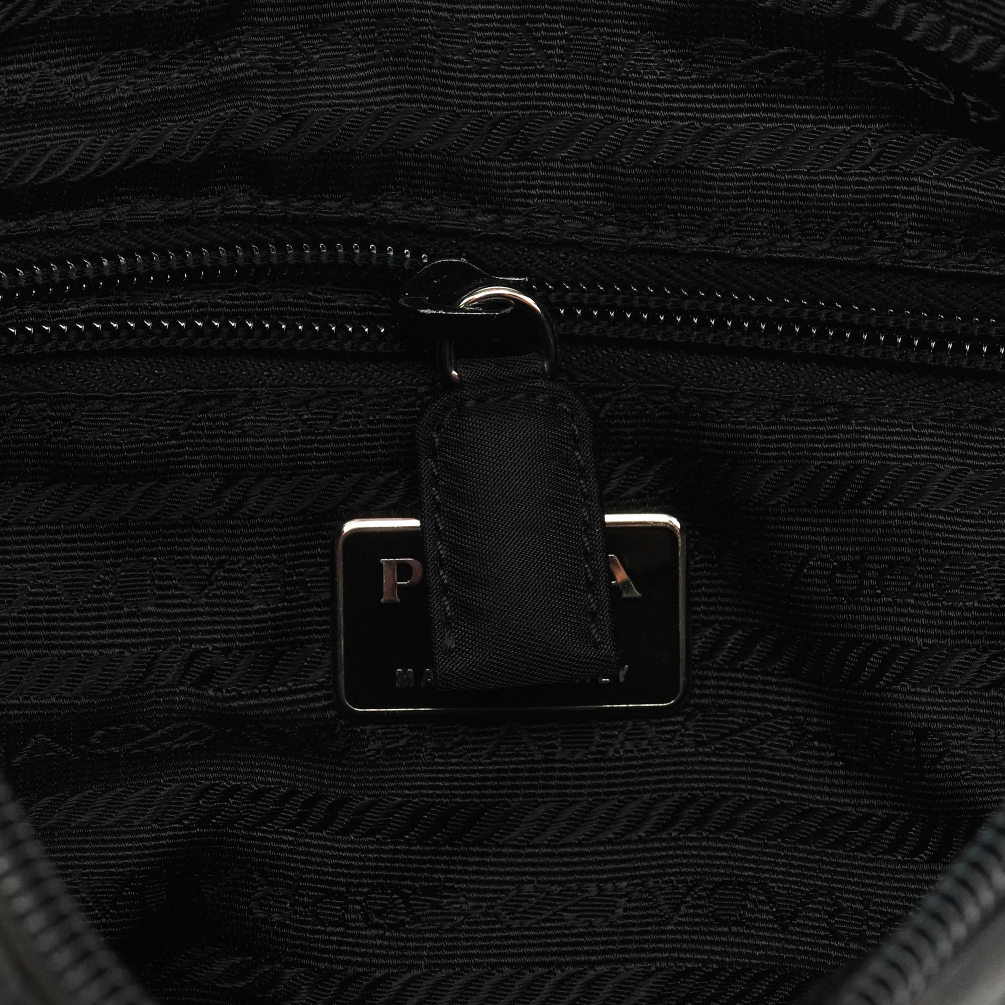 Prada B8448 Black Tessuto Metallo Hobo Shoulder Bag