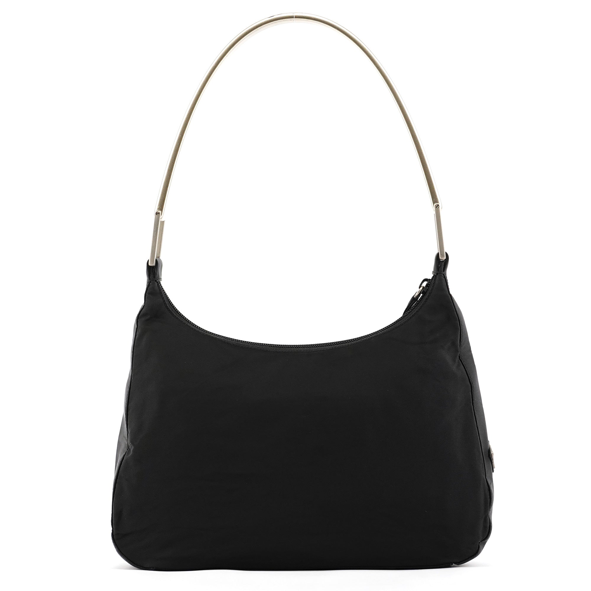 Prada B8448 Black Tessuto Metallo Hobo Shoulder Bag