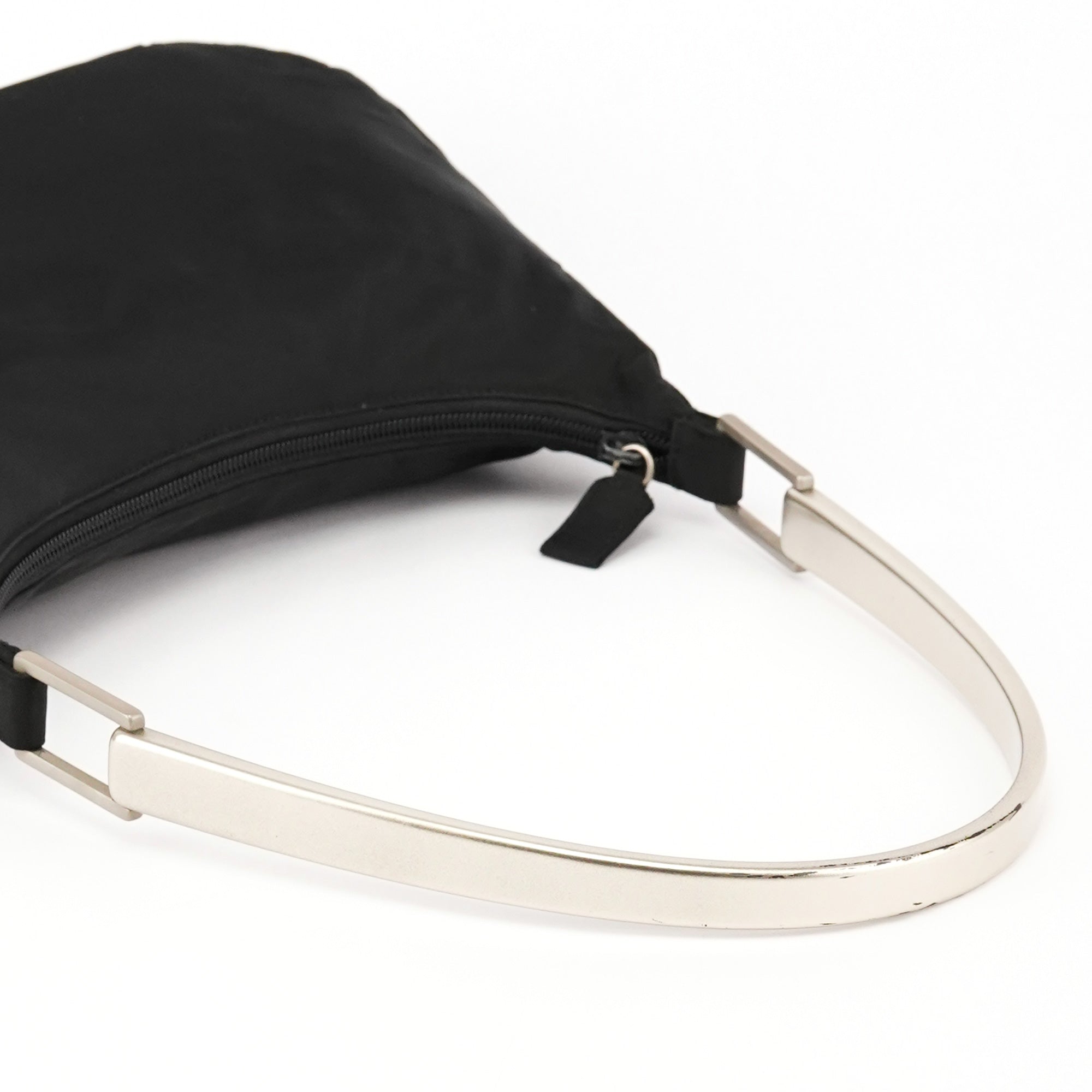 Prada B8448 Black Tessuto Metallo Hobo Shoulder Bag