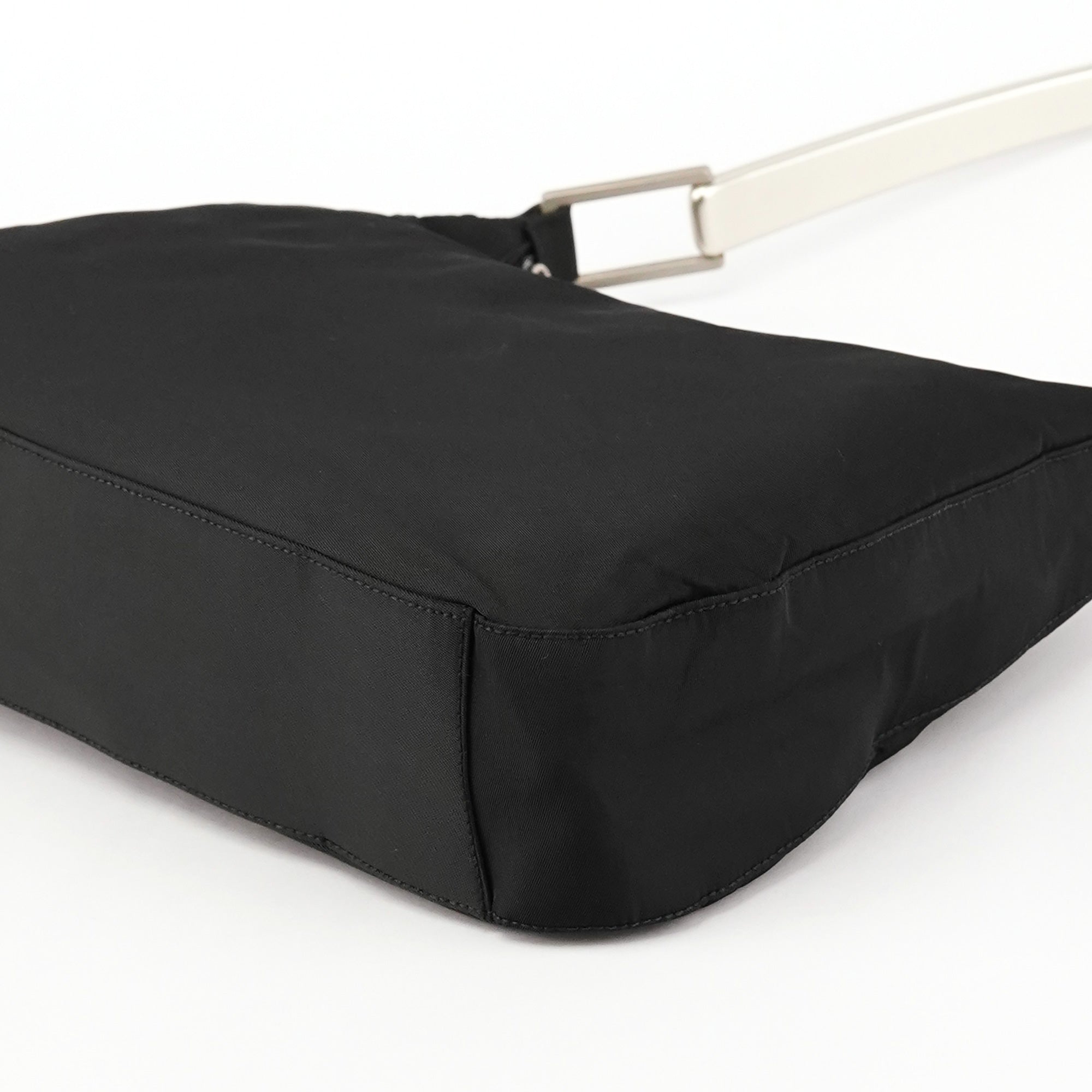 Prada B8448 Black Tessuto Metallo Hobo Shoulder Bag