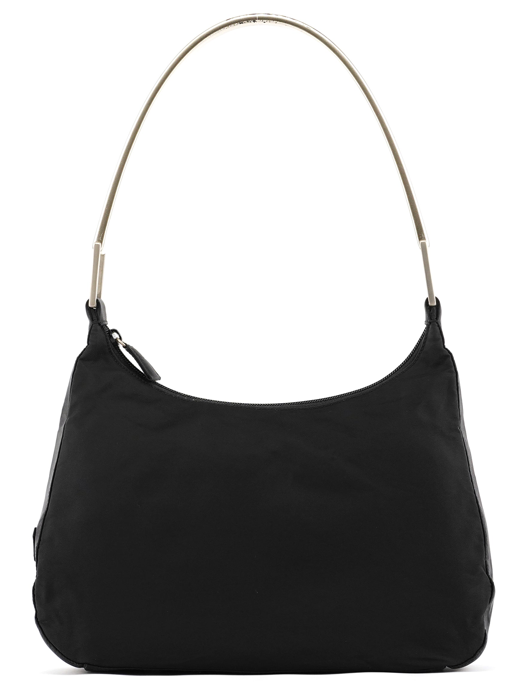 Prada B8448 Black Tessuto Metallo Hobo Shoulder Bag