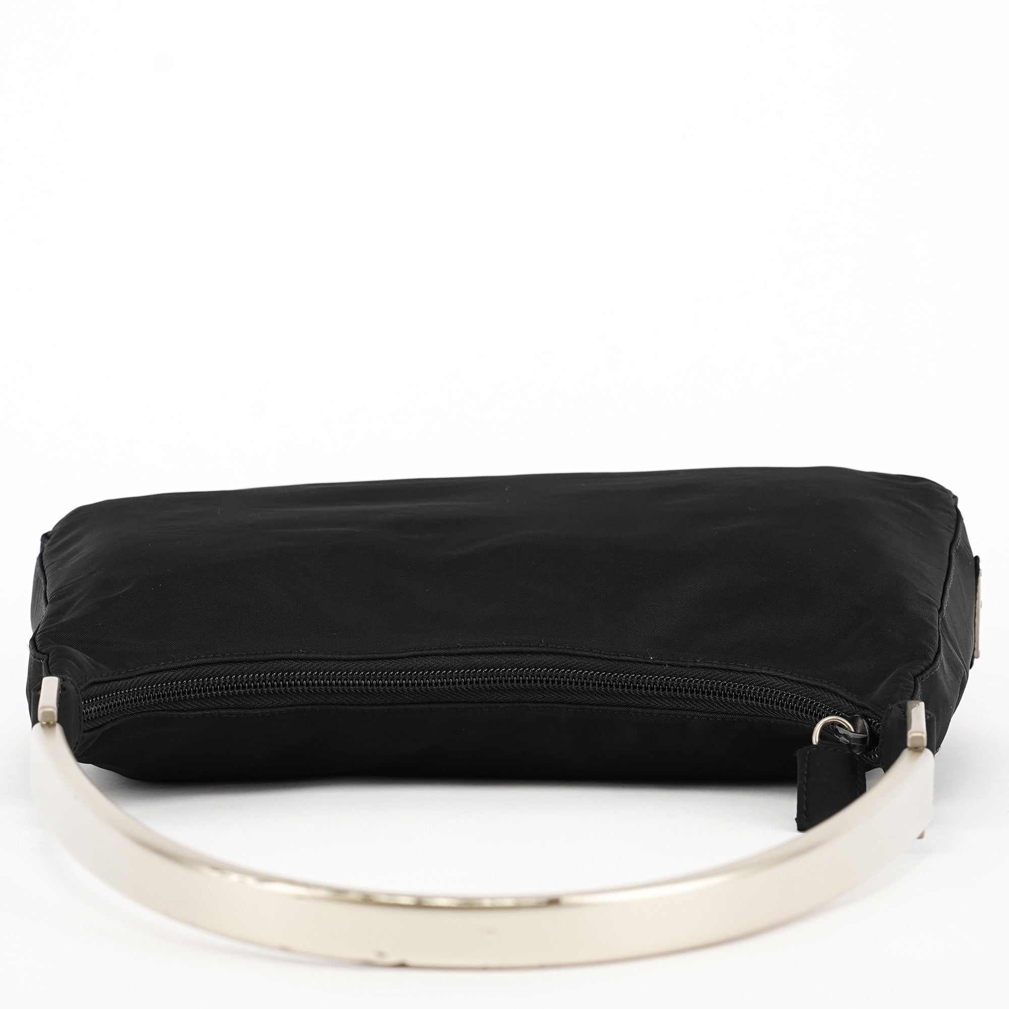 Prada B8448 Black Tessuto Metallo Hobo Shoulder Bag