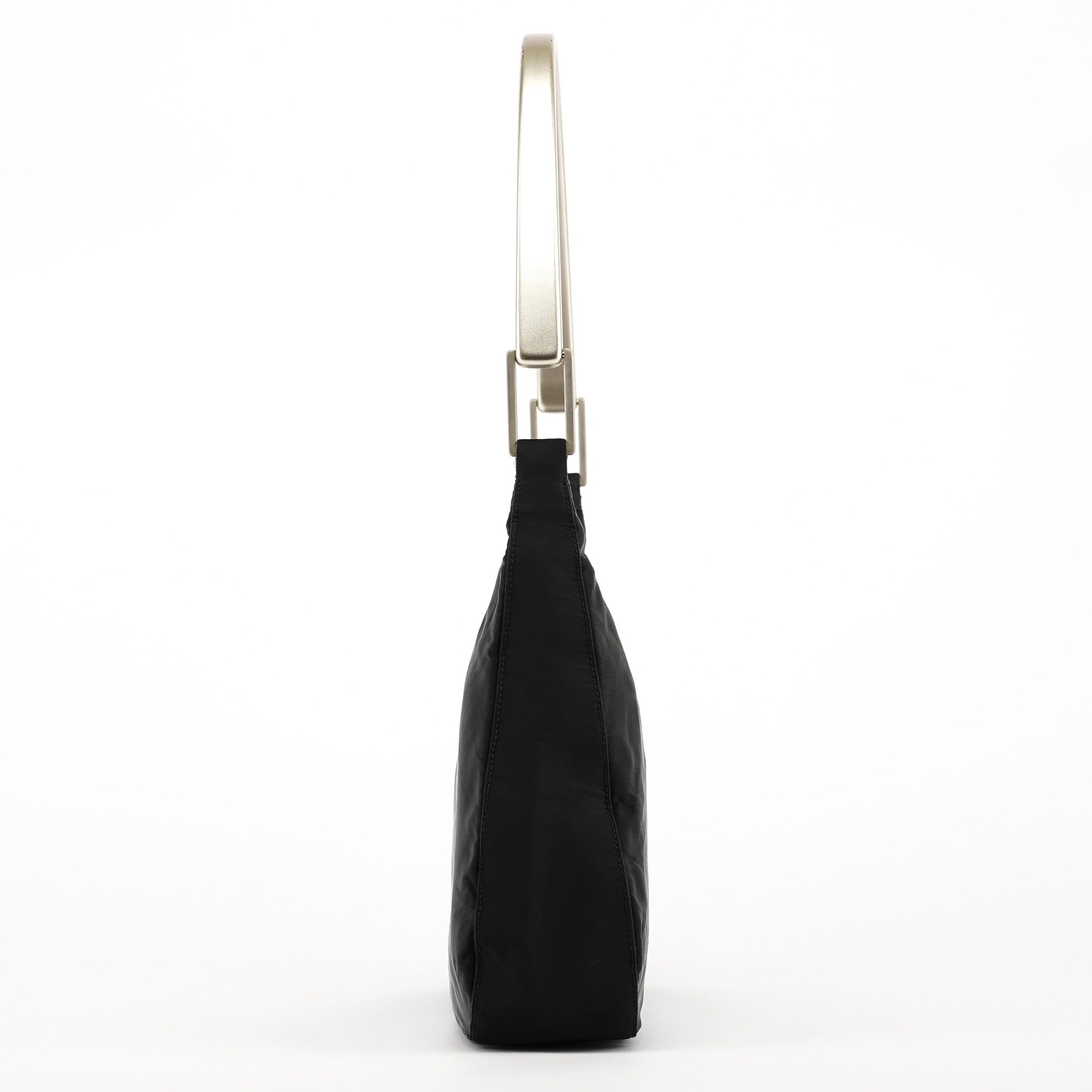 Prada B8448 Black Tessuto Metallo Hobo Shoulder Bag
