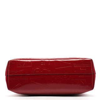 Prada B8553 Red Spazzolato Embossed Leather Tote Bag