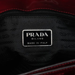Prada B8553 Red Spazzolato Embossed Leather Tote Bag