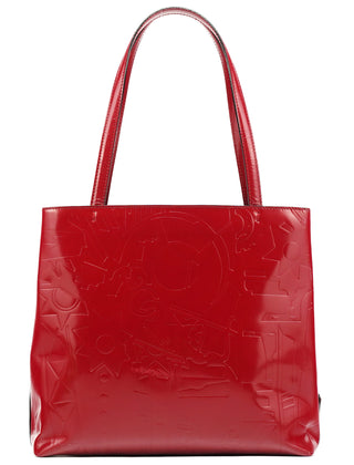 Prada B8553 Red Spazzolato Embossed Leather Tote Bag